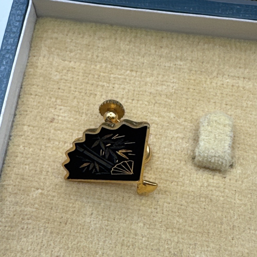 Vintage Japanese Amita Damascene Necklace & Earrings Set 24k Gold Inlay W/ Box - Picture 6 of 9